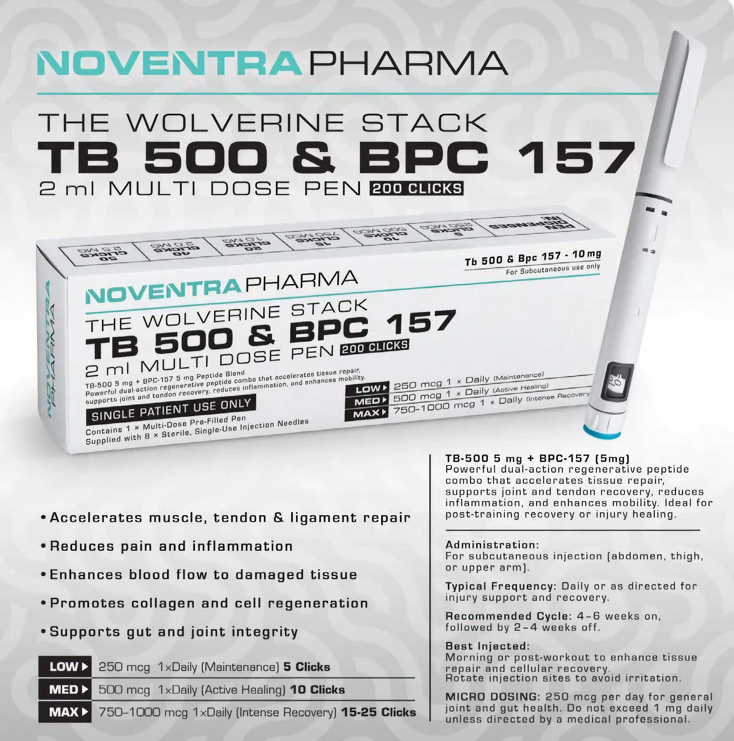 TB500:BPC-157 Hybrid Pen - Wolverine 10mg TB500/BPC-157 Hybrid Pen - Wolverine 10mg