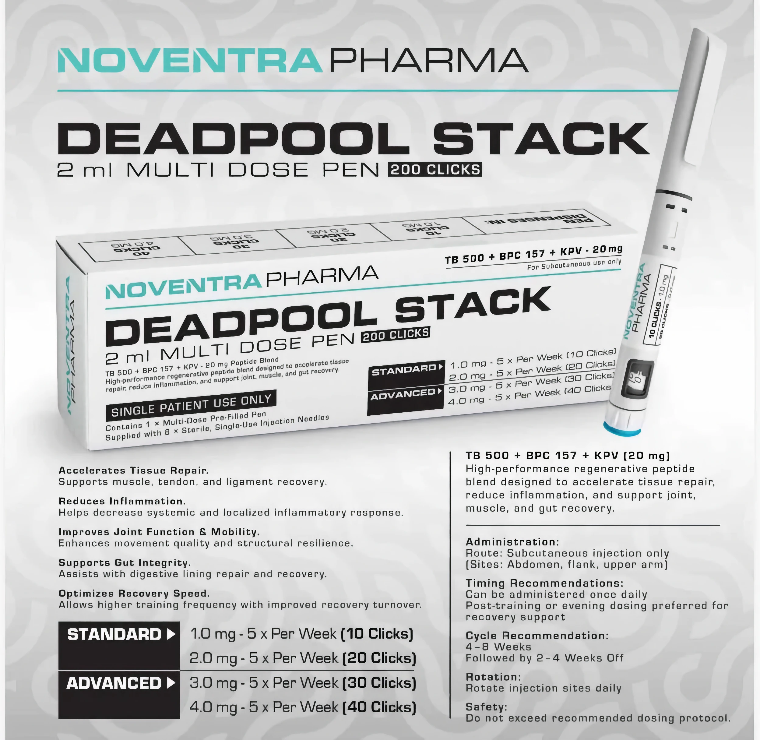 TB500:BPC-157:KPV Hybrid Pen - Deadpool 20mg TB500/BPC-157/KPV Hybrid Pen - Deadpool 20mg
